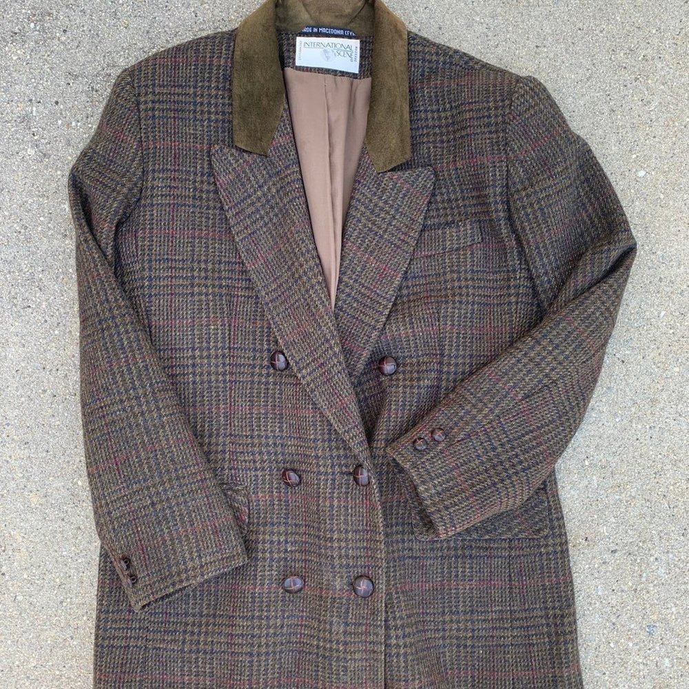 Hounds-tooth oversized blazer